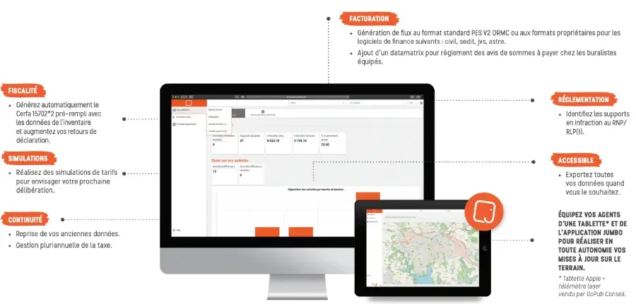 presentation des fonctionnalités de l'application de gestion de parc publicitaire